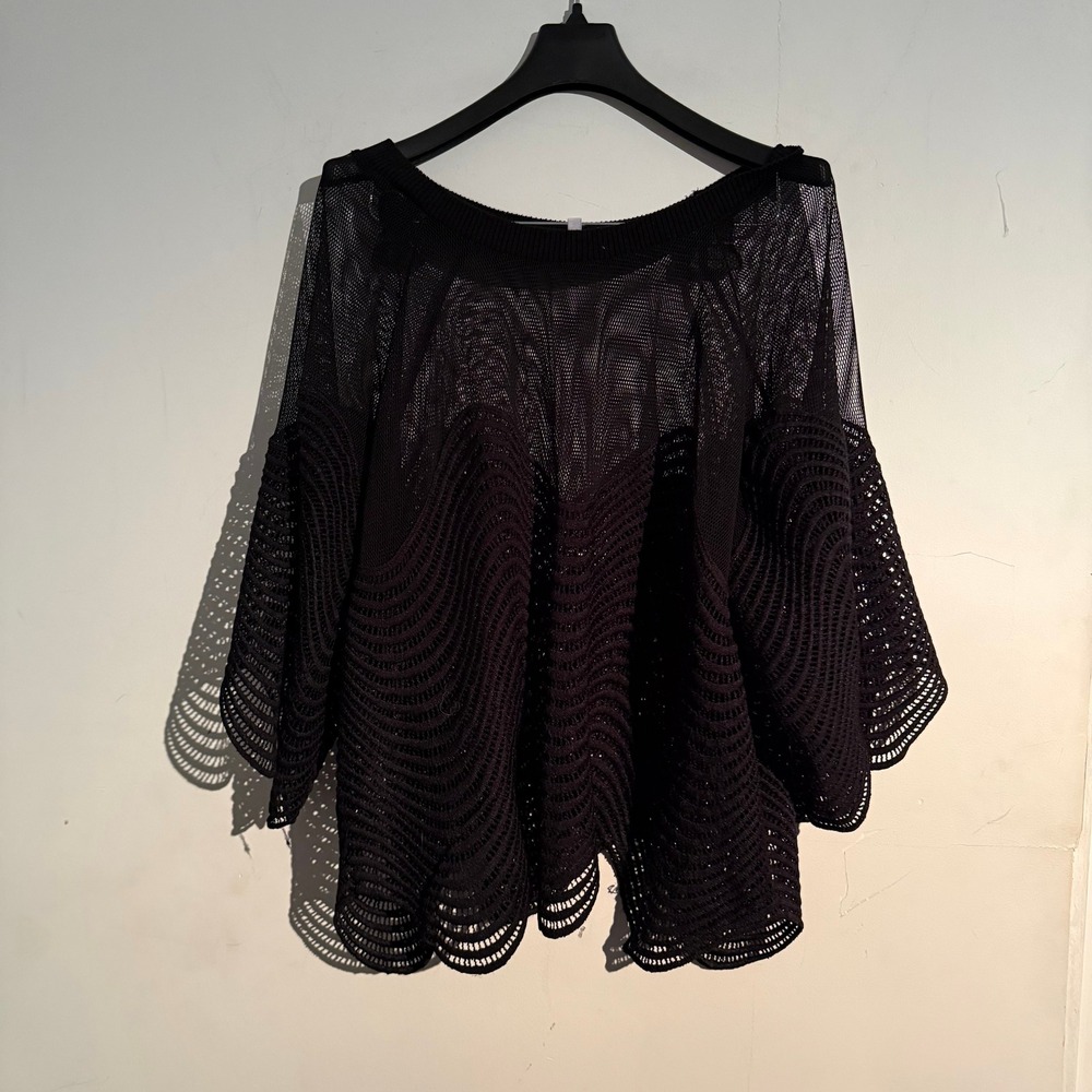 Mirror‎ Image 1X Blouse Y2K Whimsigoth Dark Feminine Sheer Bell Sleeves Grunge